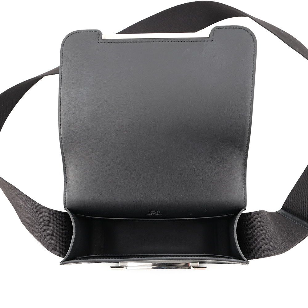 Hermes Shoulder Bag Geta Black Silver Chevre Mysore — view 5