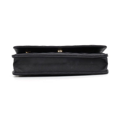 Chanel Chain Wallet Classic Quilted CC Logo Lambskin Black Shoulder Bag — view 3