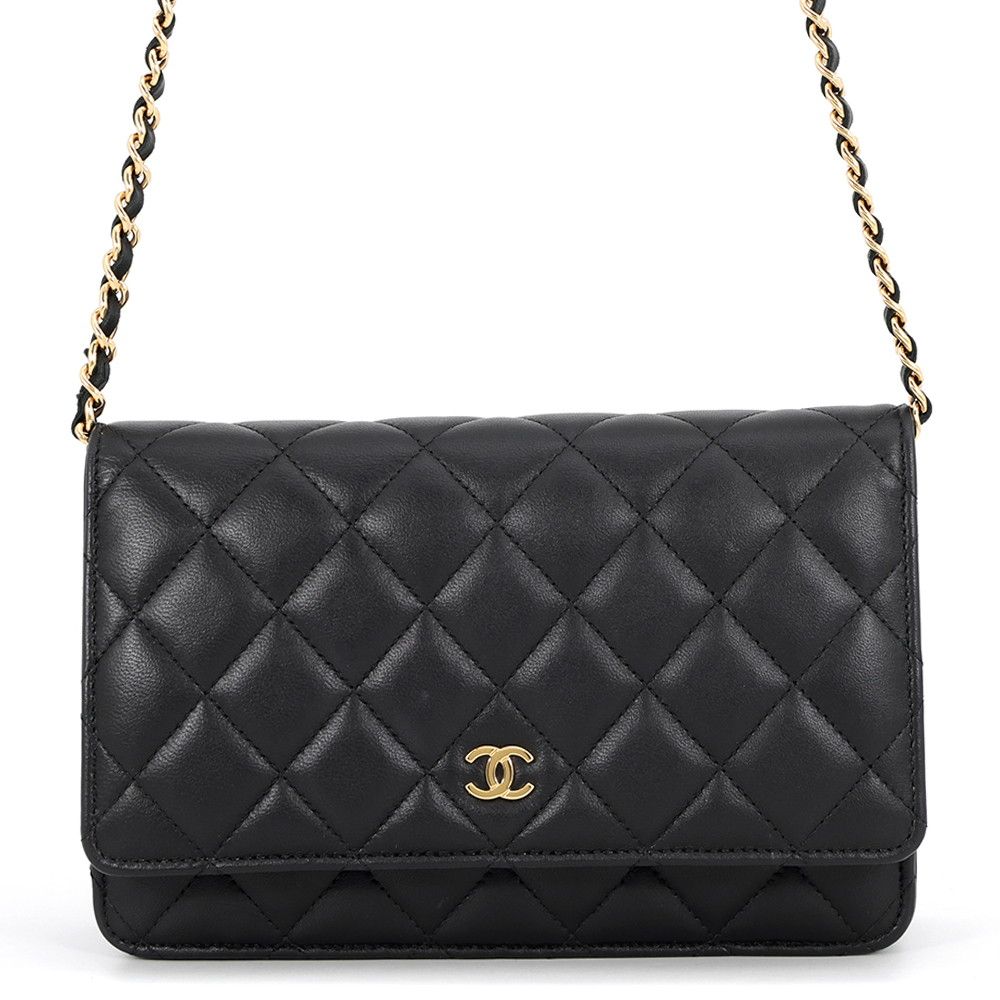 Chanel Chain Wallet Classic Quilted CC Logo Lambskin Black Shoulder Bag