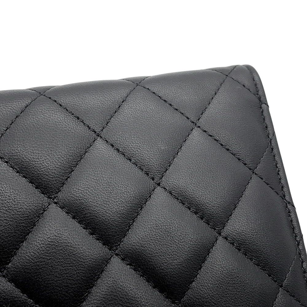 Chanel Chain Wallet Classic Quilted CC Logo Lambskin Black Shoulder Bag — view 7