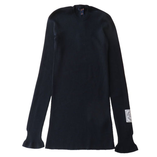 Louis Vuitton Cashmere Silk Rib Knit Sweater Long Sleeve Crew Neck Logo Patch