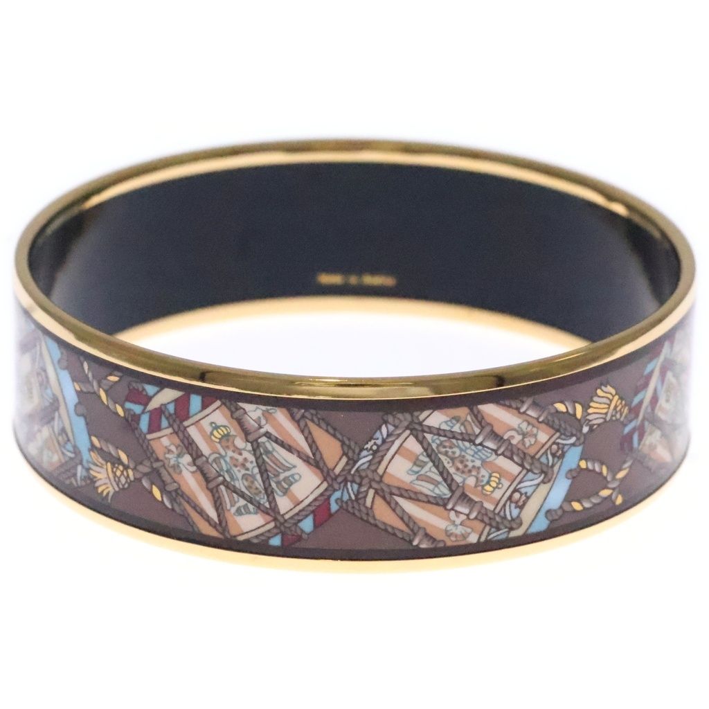 Hermes Enamel Bangle Brown Gold Bracelet — view 2