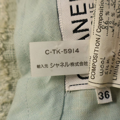 Chanel Silk Blend Linen CC Logo Jacket Dress Light Green — view 7
