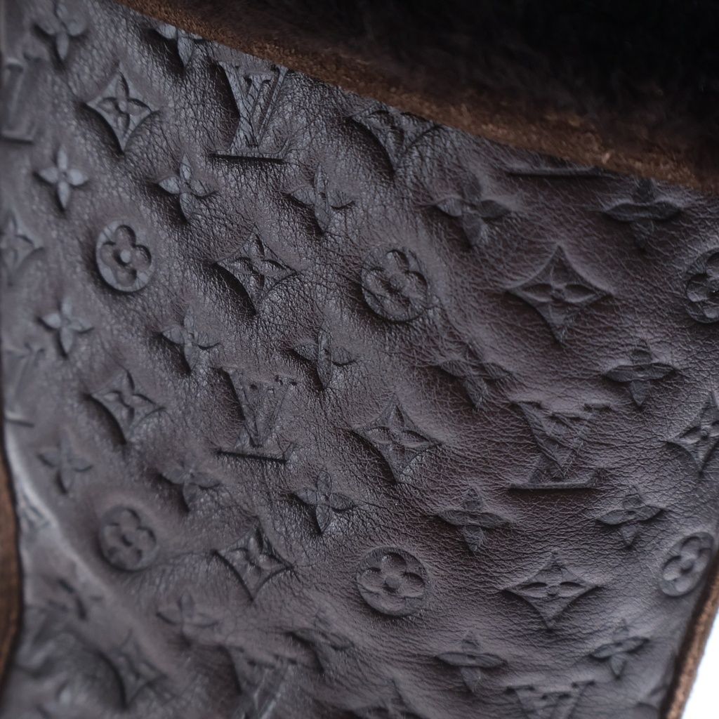 Louis Vuitton Monogram Polka Shearling Paneled Long Boots Flat Shoes — view 6