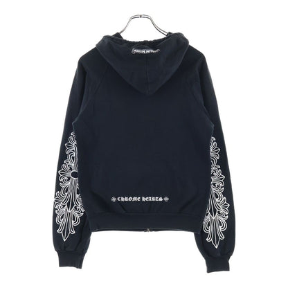 Chrome Hearts Vintage Sweatshirt HD Zip Sleeve Floral Zip Up Hoodie Black