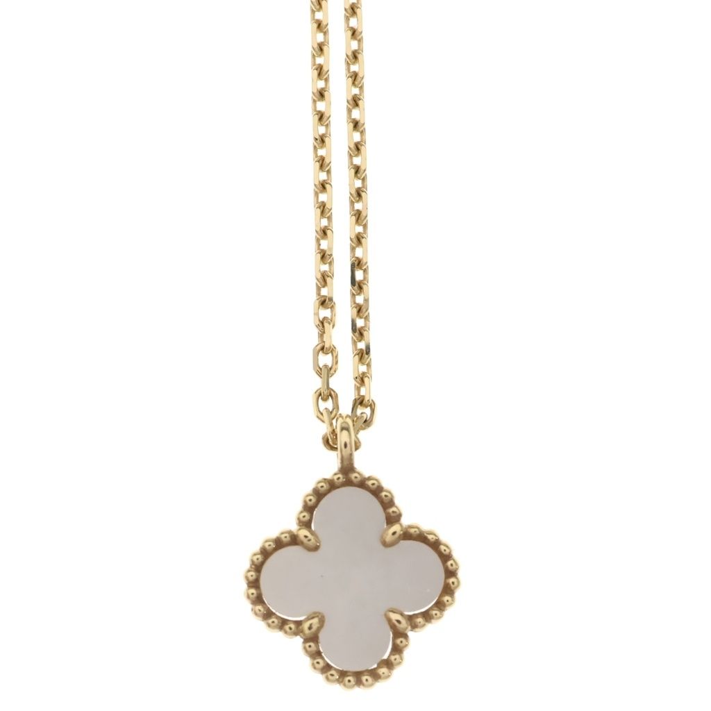 Van Cleef & Arpels Sweet Alhambra Mother of Pearl 18k Yellow Gold Necklace — view 3