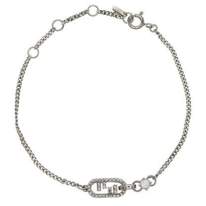 Fendi O'lock Bracelet Rhinestone Metal Silver