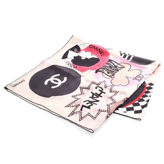 Chanel CC Logo Icon Scarf CC Silk White