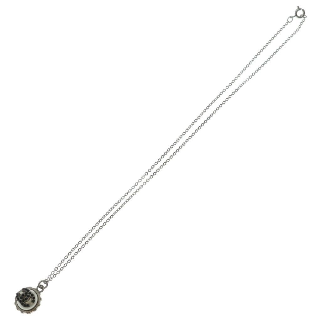 Chanel CC Logo Necklace Silver Metal — view 2