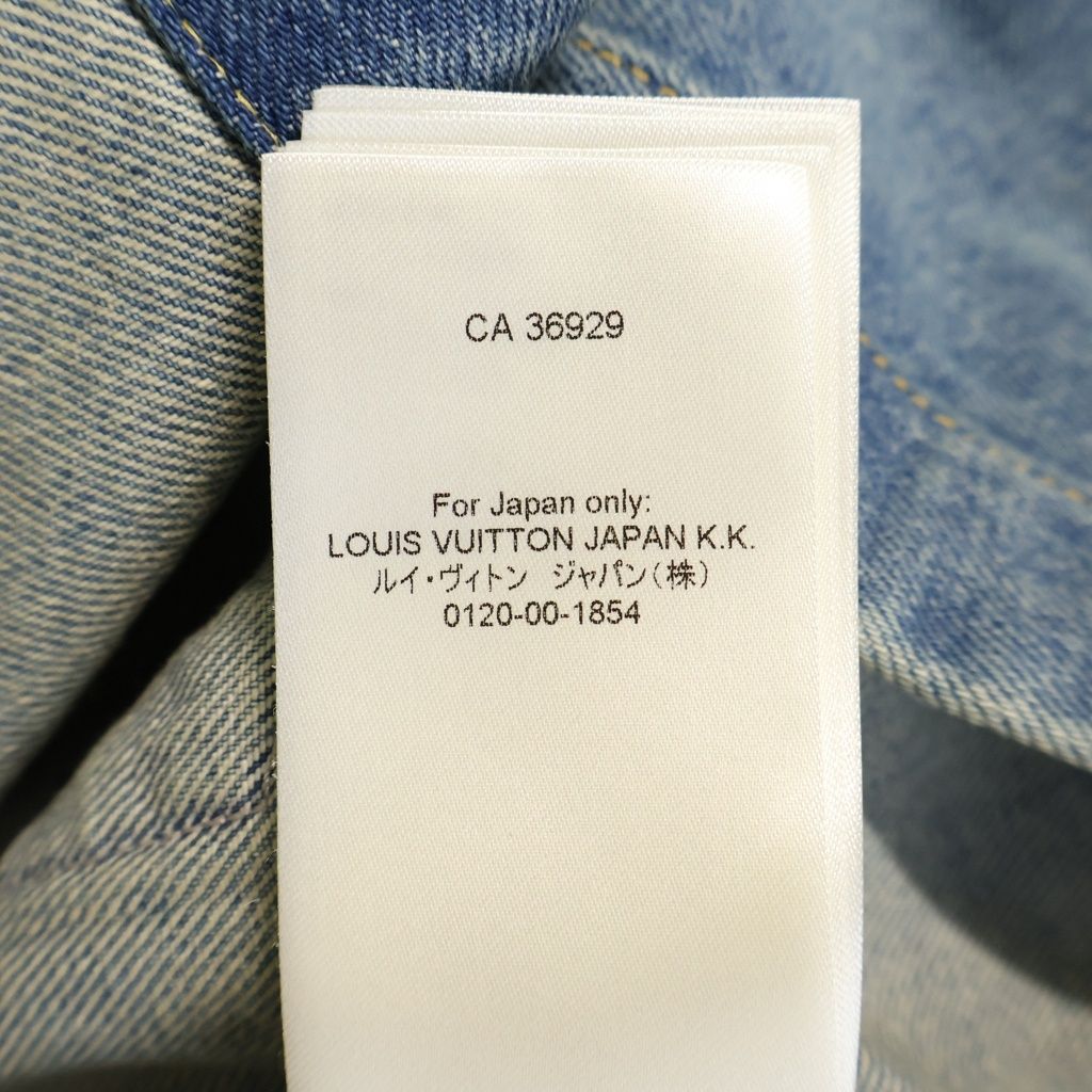 Louis Vuitton LV Logo Embroidery Denim Short Sleeve Shirt Indigo — view 8