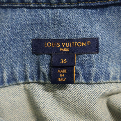 Louis Vuitton LV Logo Embroidery Denim Short Sleeve Shirt Indigo — view 6