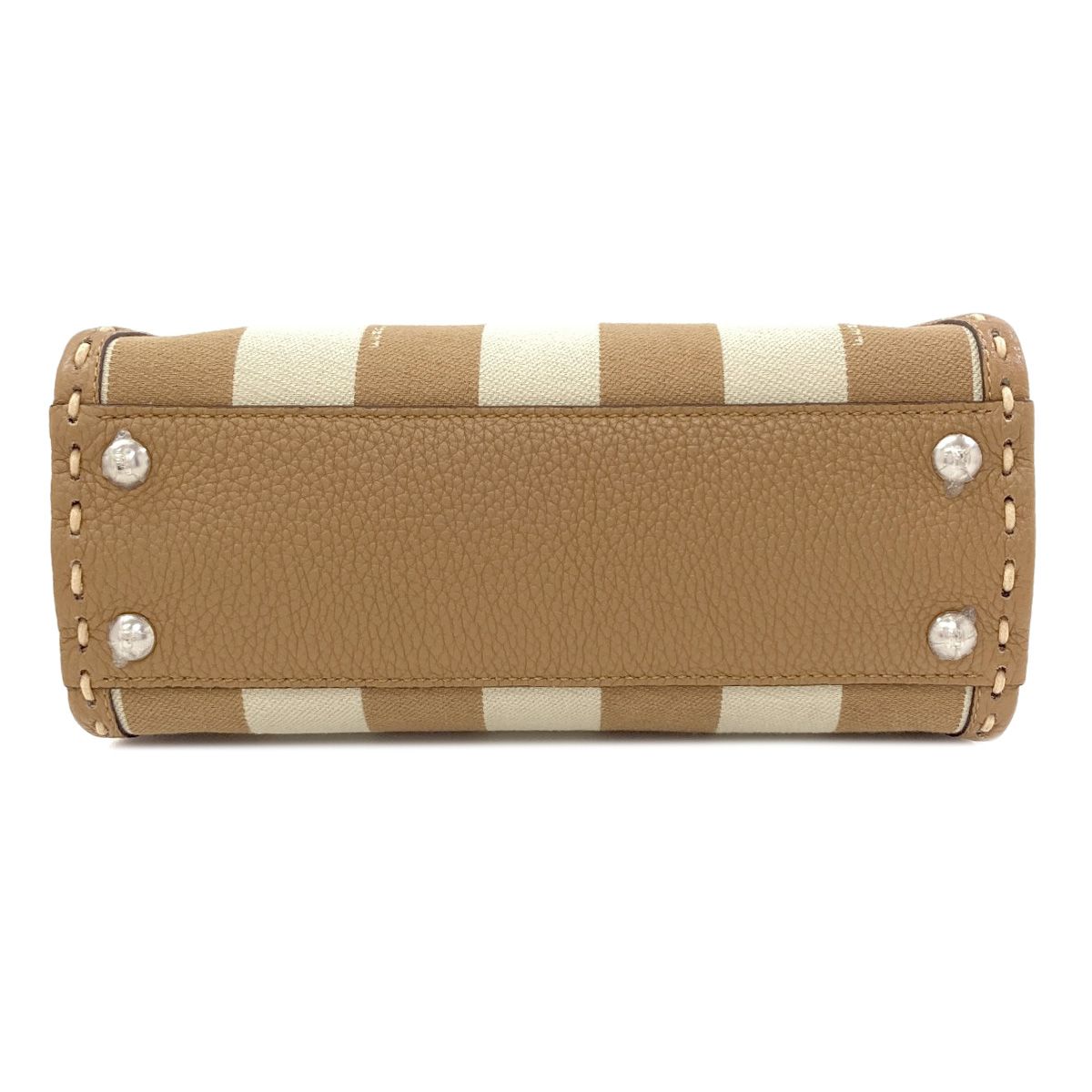 Fendi Peekaboo Mini Selleria Pecan Stripe 2-Way Handbag Canvas — view 4