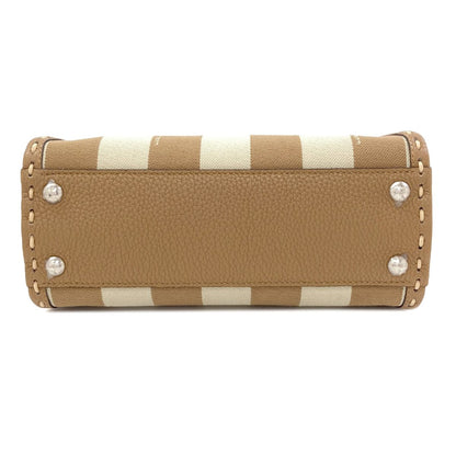 Fendi Peekaboo Mini Selleria Pecan Stripe 2-Way Handbag Canvas — view 4