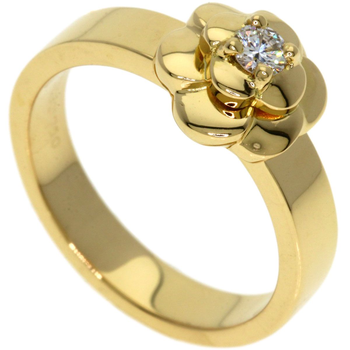 Chanel Camellia Diamond Ring 18K Yellow Gold