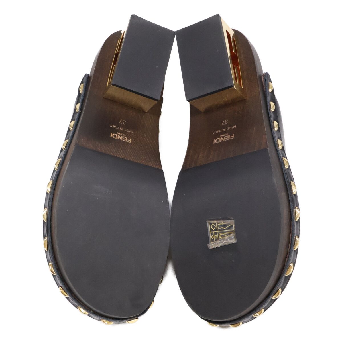 Fendi Smooth Leather Studded Clog Sandals — view 6
