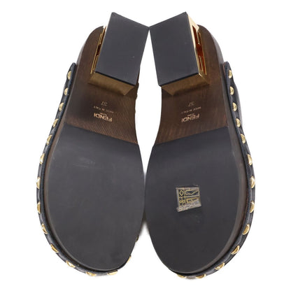Fendi Smooth Leather Studded Clog Sandals — view 6