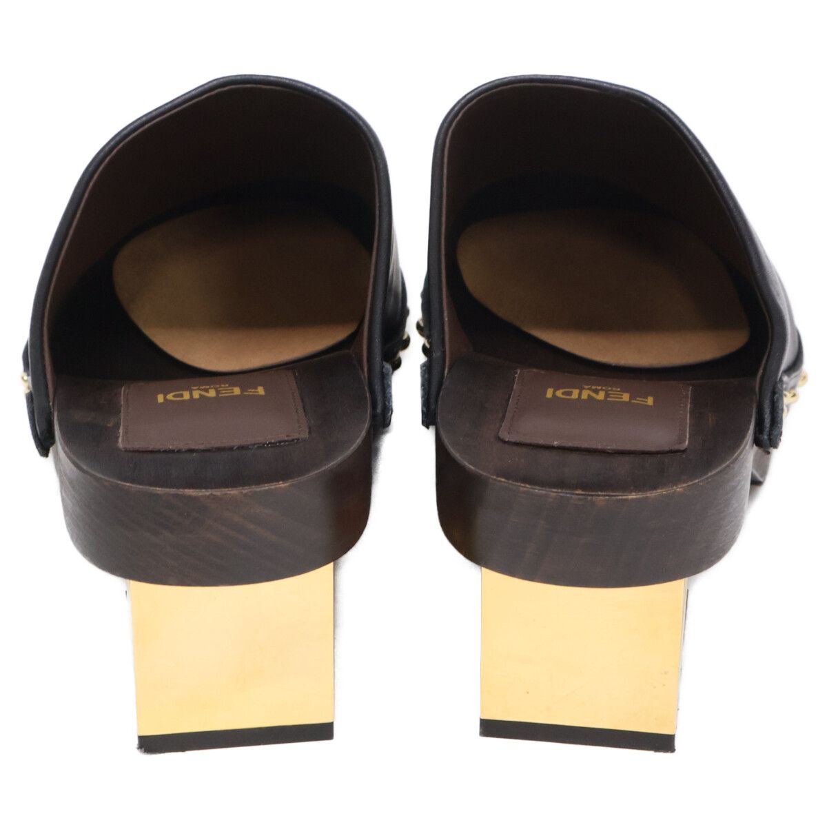Fendi Smooth Leather Studded Clog Sandals — view 3