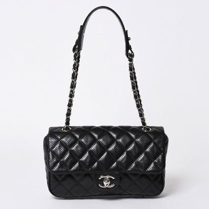 Chanel Quilted 25 Chain Bag CC Logo Lambskin Perforated Leather
