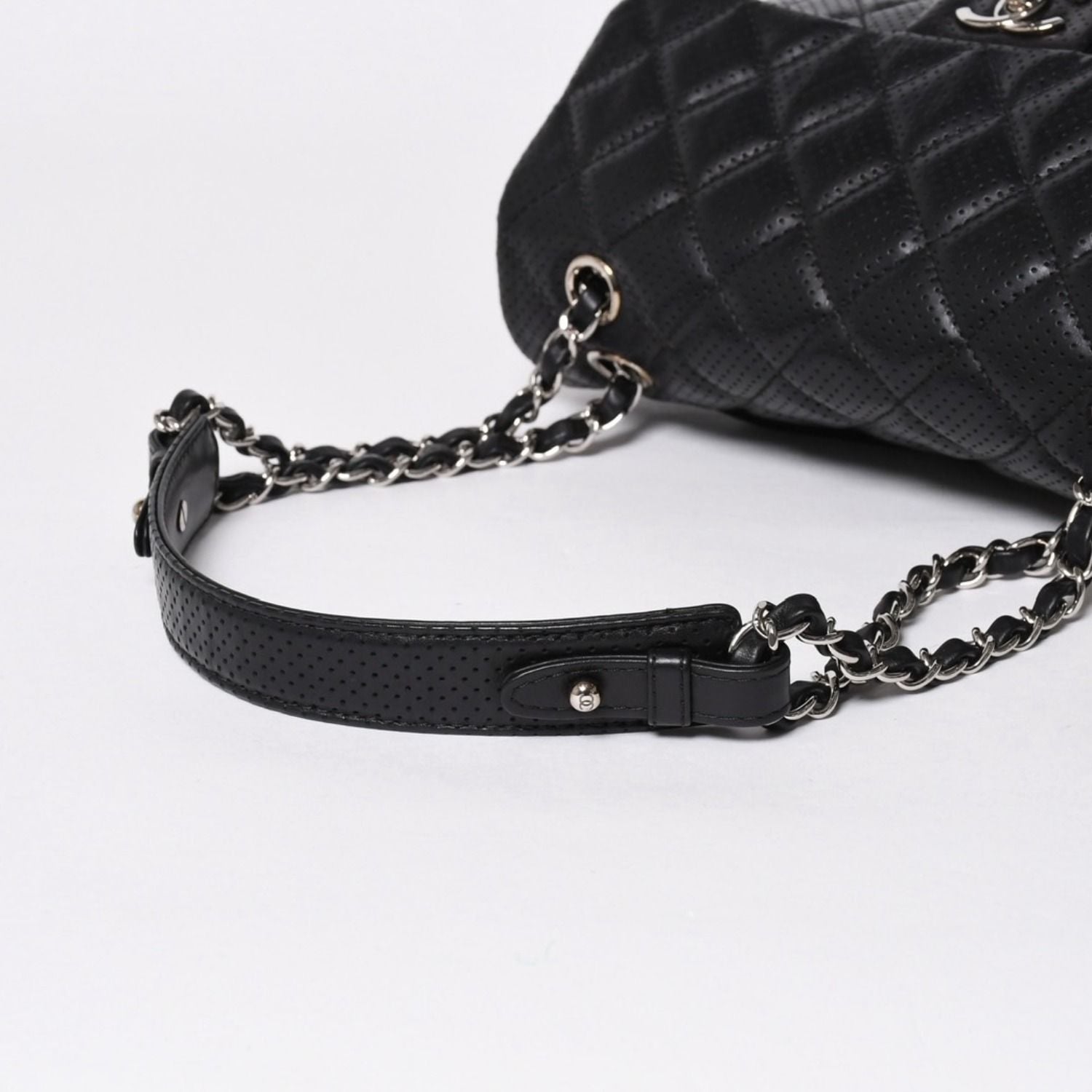 Chanel Quilted 25 Chain Bag CC Logo Lambskin Perforated Leather — view 7