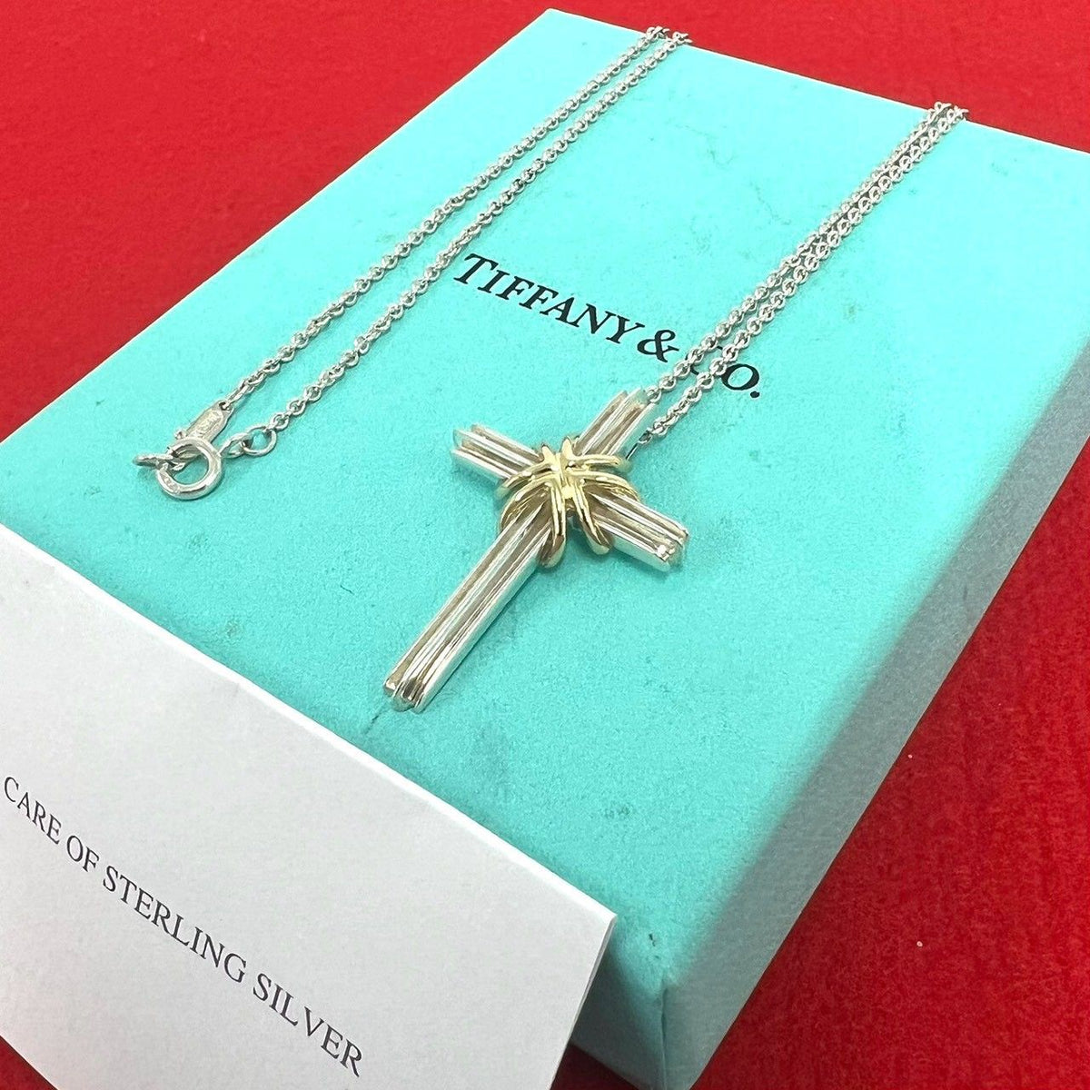Tiffany & Co Vintage Signature Cross Necklace Silver