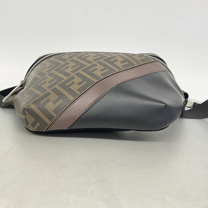 Fendi Waist Bag Zucca Leather Brown Silver — view 3