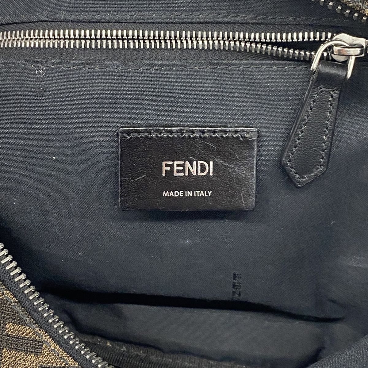 Fendi Waist Bag Zucca Leather Brown Silver — view 5