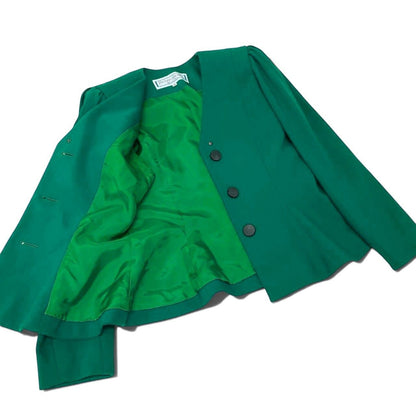 Saint Laurent Collarless Jacket Green — view 5