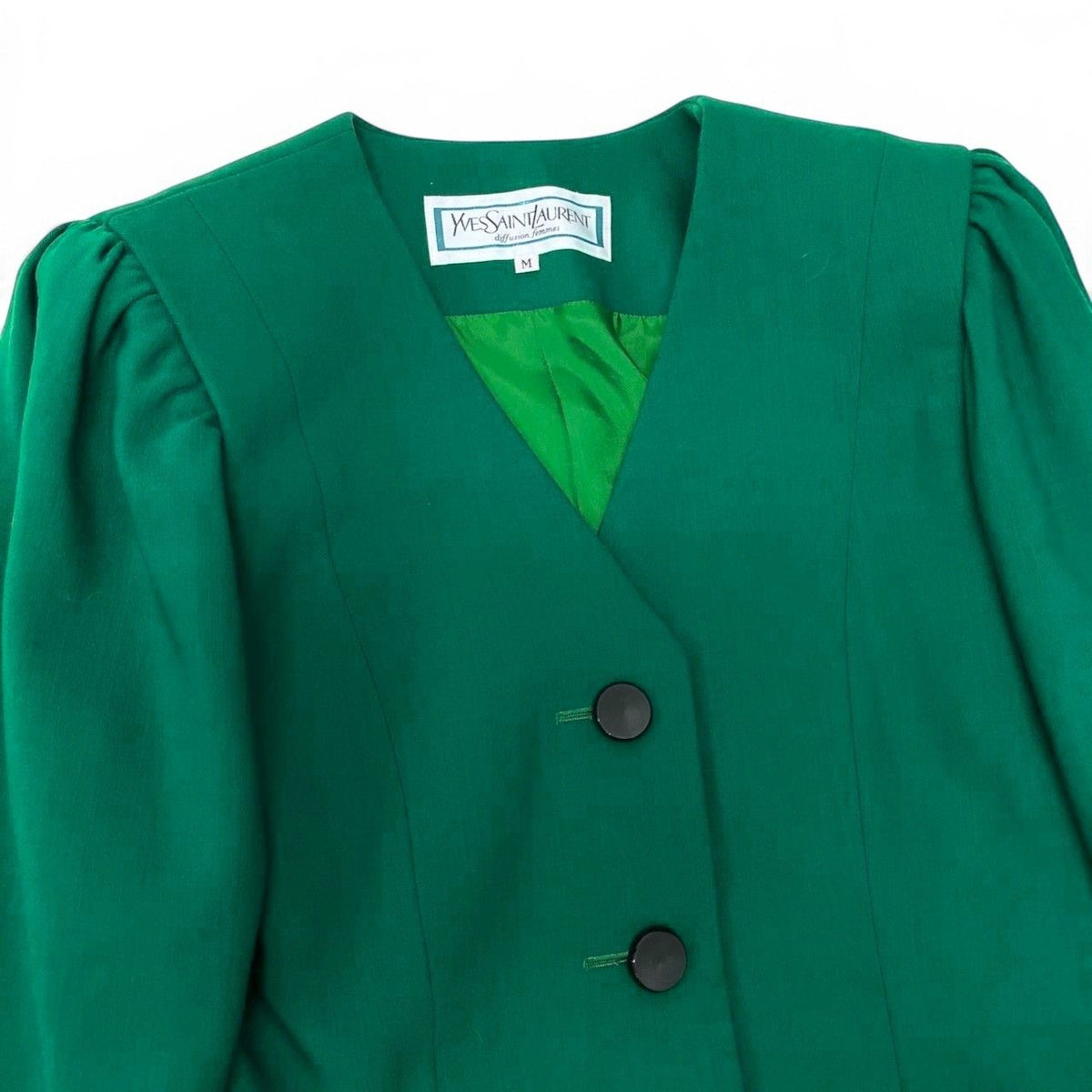 Saint Laurent Collarless Jacket Green — view 3
