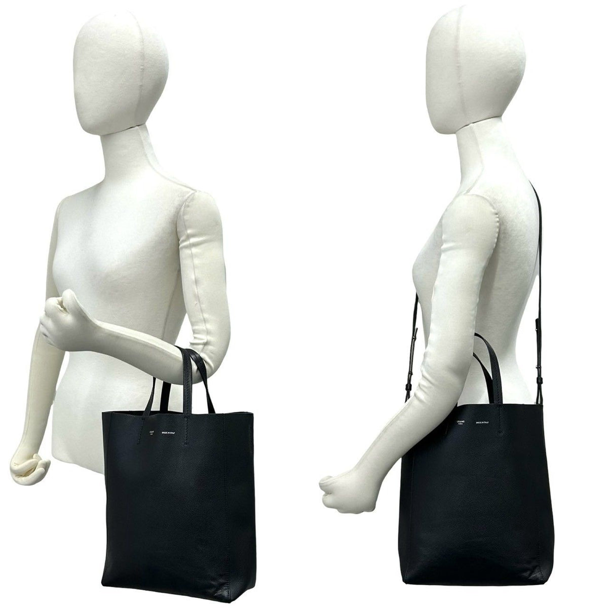 Celine Vertical Cabas Leather 2-Way Shoulder Bag Mini Tote Black — view 2