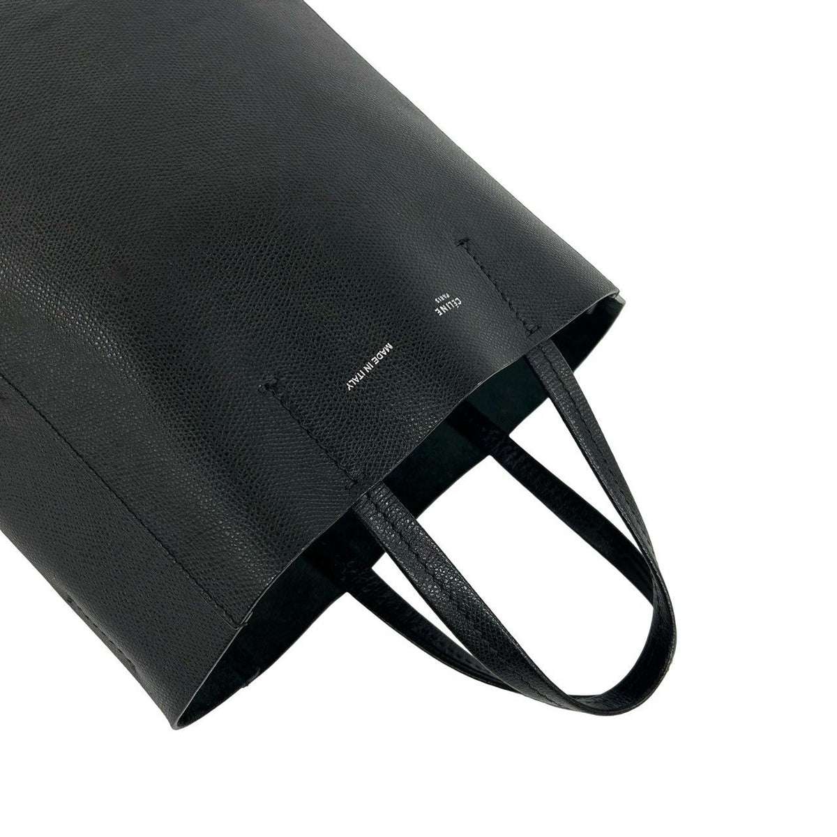 Celine Vertical Cabas Leather 2-Way Shoulder Bag Mini Tote Black — view 4