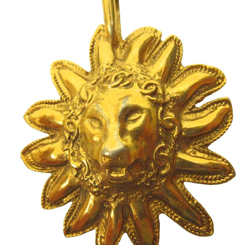 Chanel Long Pendant Chain Lion Gold Plated Necklace — view 6