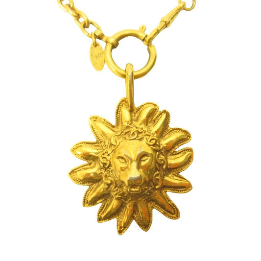 Chanel Long Pendant Chain Lion Gold Plated Necklace