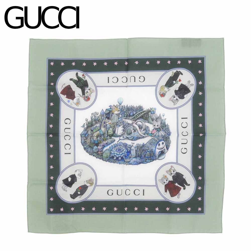 Gucci Released Yuko Higuchi Collaboration Cotton Scarf Handkerchief Green