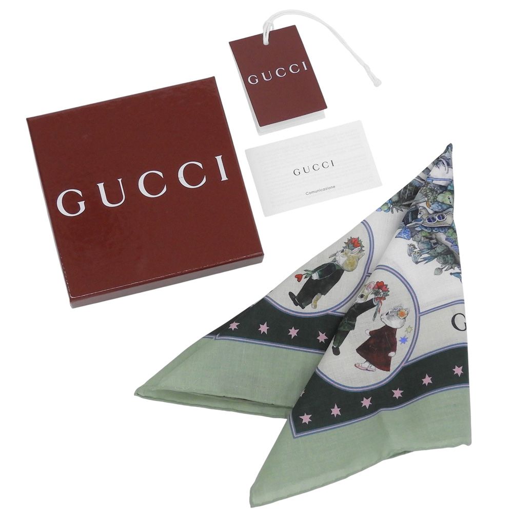 Gucci Released Yuko Higuchi Collaboration Cotton Scarf Handkerchief Green — view 2