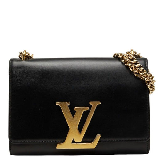 Louis Vuitton Pochette Louise MM Chain Shoulder Bag Noir Black Leather