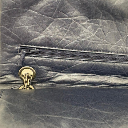 Chanel 2.55 Large Flap Shoulder Bag Aged Calfskin Navy Silver Mademoiselle Lock — view 8
