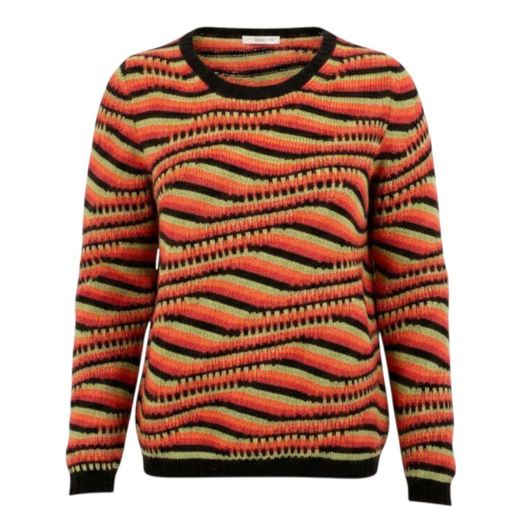 Prada Runway Wear Multi Border Cashmere Sweater Multicolor