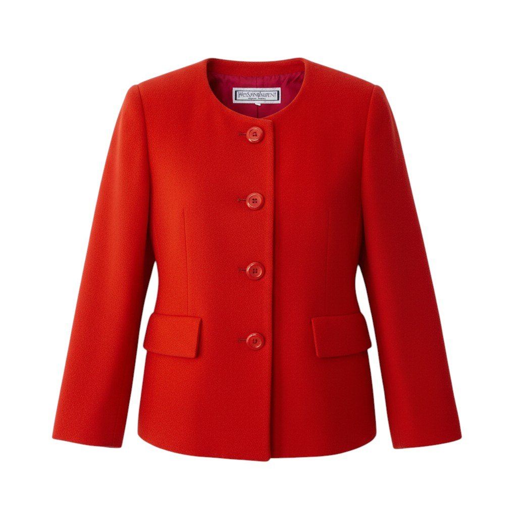 Saint Laurent Collarless Jacket Wool