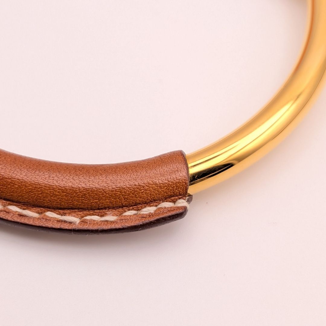 Hermes Loop Grand Necklace Gold Brown Circle — view 4