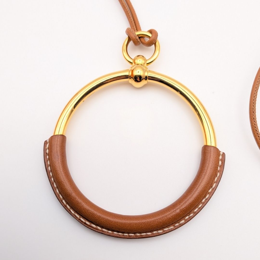 Hermes Loop Grand Necklace Gold Brown Circle — view 3