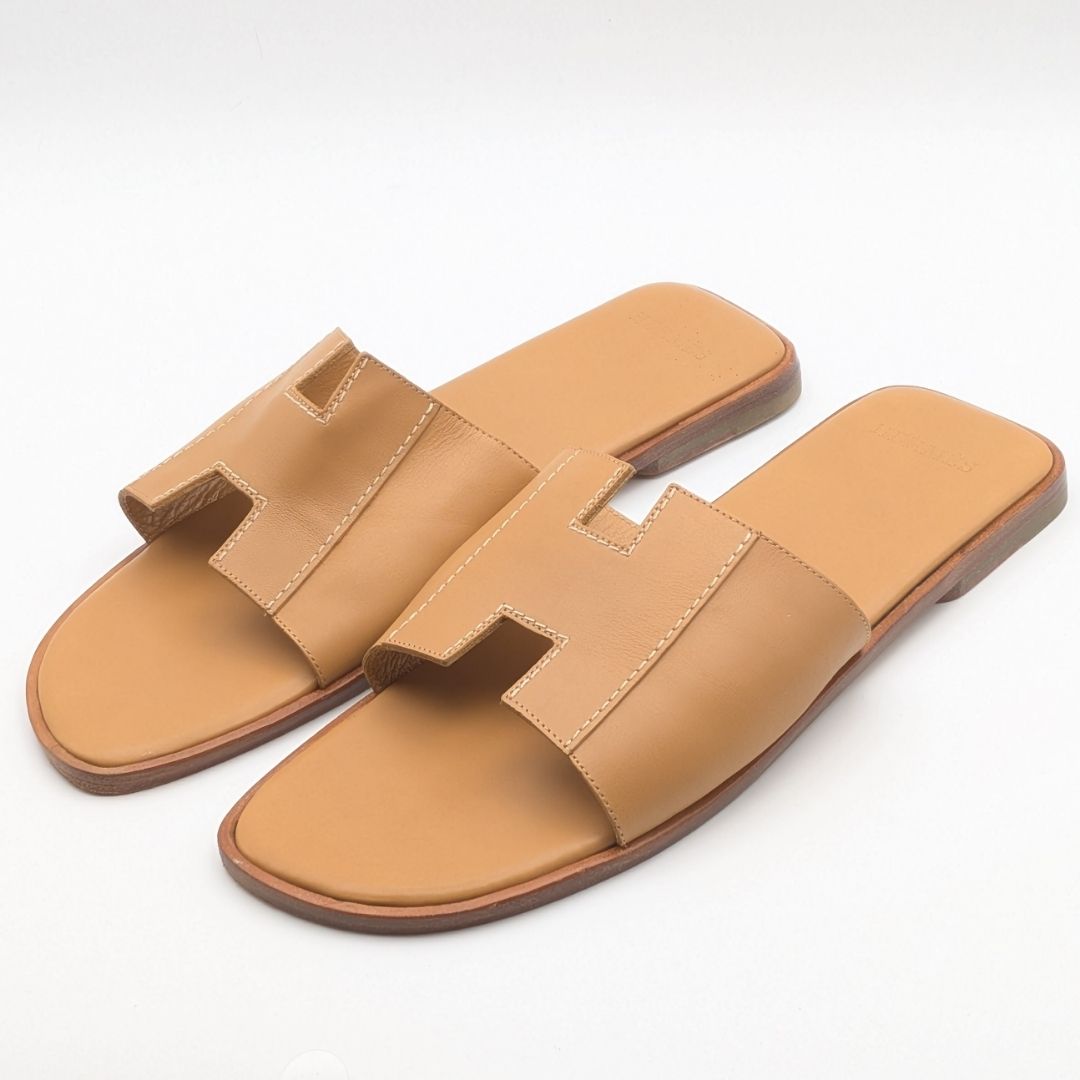 Hermes Kevlar Sandals H Flat Leather Beige