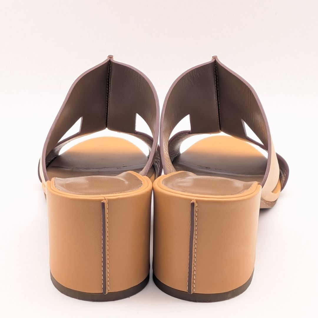 Hermes Ostia Sandals Heels Leather Beige — view 5