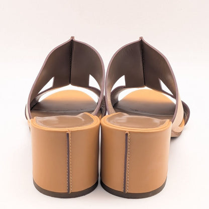 Hermes Ostia Sandals Heels Leather Beige — view 5