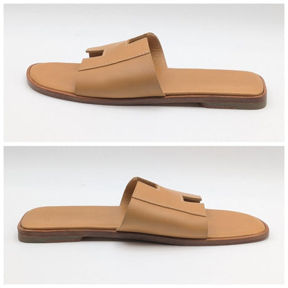 Hermes Kevlar Sandals H Flat Leather Beige — view 2
