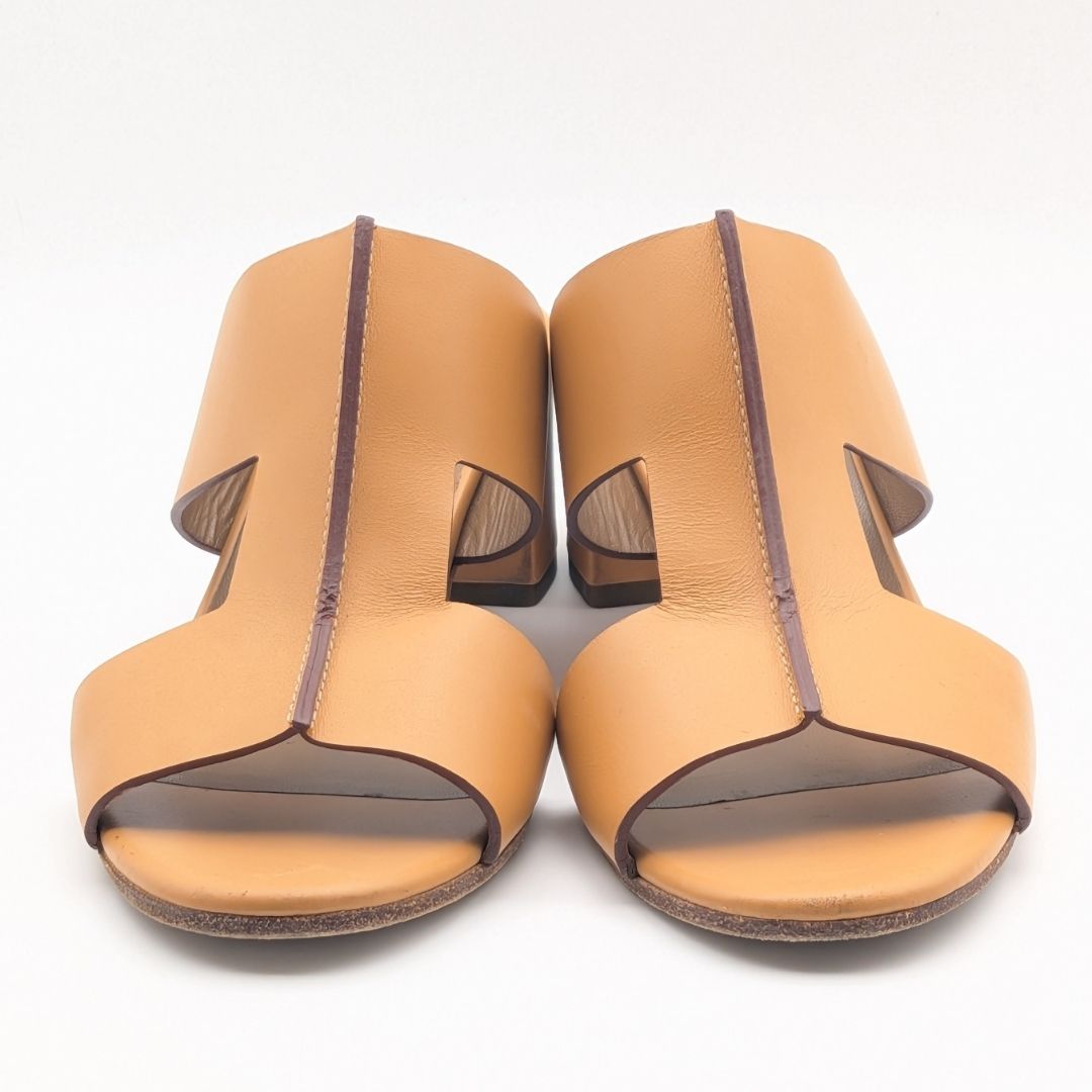 Hermes Ostia Sandals Heels Leather Beige — view 4