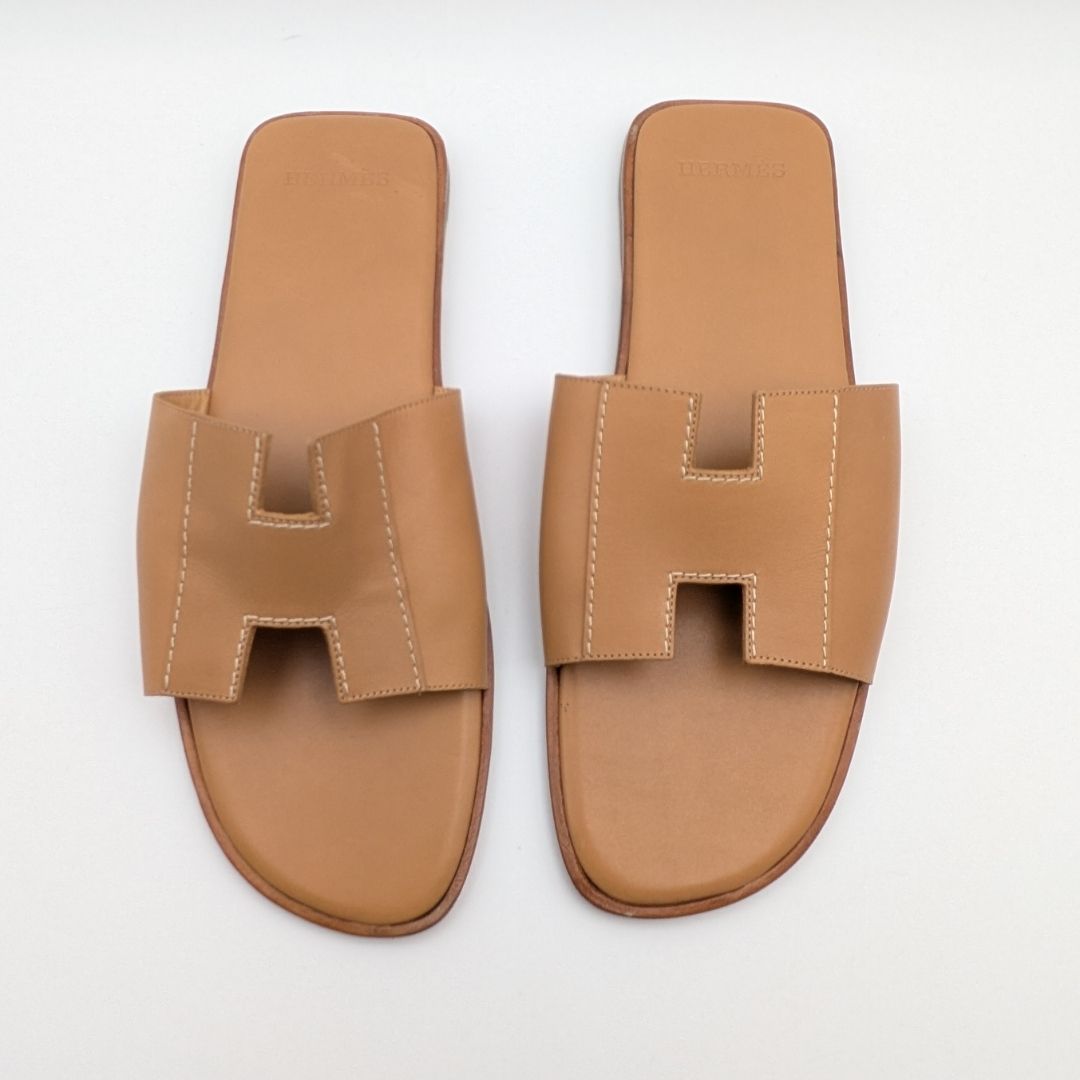 Hermes Kevlar Sandals H Flat Leather Beige — view 5