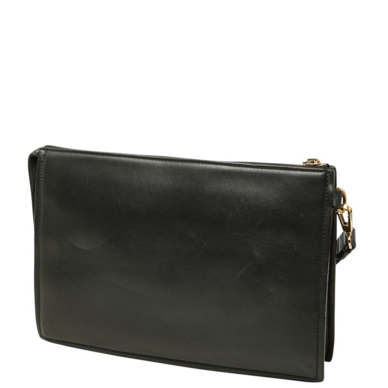 Versace Clutch Logo Embroidery Design Black Leather — view 2