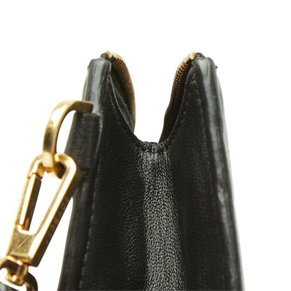 Versace Clutch Logo Embroidery Design Black Leather — view 8