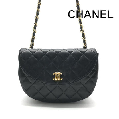 Chanel Chain Shoulder Bag Quilted CC Logo Flap Vintage Black