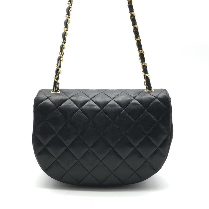 Chanel Chain Shoulder Bag Quilted CC Logo Flap Vintage Black — view 2